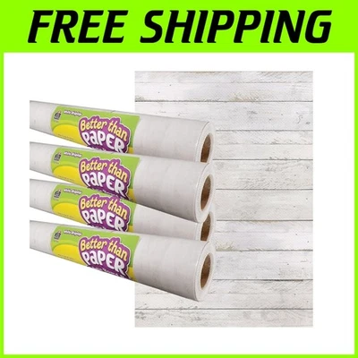 Versátiles rollos de tablón de anuncios Shiplap blanco, 4' x 12' - perfectos para exhibición Foto 1 de 4