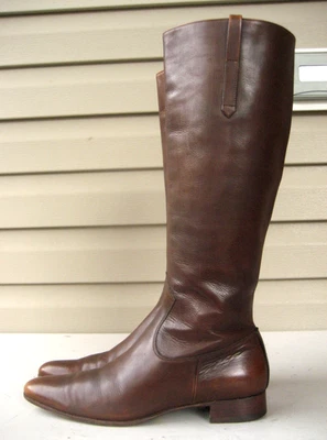 Botas de montar altas de cuero marrón con etiqueta púrpura Ralph Lauren para mujer talla 8 B Italia Foto 1 de 4