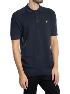 Lyle & Scott de los hombres Polo de punto de mezcla de lino, Azul - Imagen 1 de 5