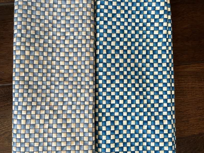SSI - KP Kids Fabric Kari Pearson Blue Check 33”x42, Light Blue 35”x42 - Vintage - Image 1 of 4
