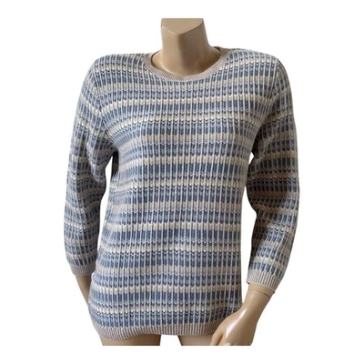 ALFRED DUNNER 女式中号 3/4 袖圆领套衫毛衣 — 第 1/4 张图片