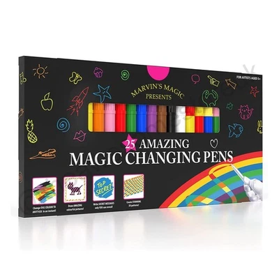 MARVIN'S MAGIC Marvin’s Magic Colouring Pens Set of 25 – Colour Change & Erase Trick Marker
