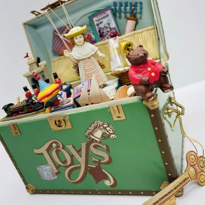 Vintage 1986 Enesco TOY SYMPHONY Music Box Treasure Chest of Toys Key Tag -WORKS - Image 1 of 4
