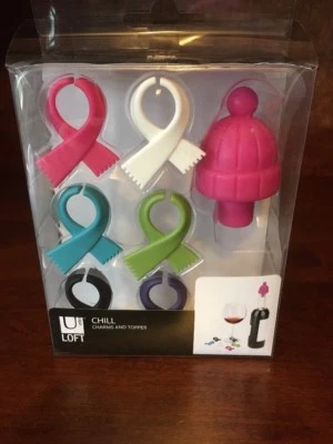 NUEVO Umbra Invierno Frío Copa de Vino Dijes Botella Topper Bufandas Sombrero Clima Frío Foto 1 de 4