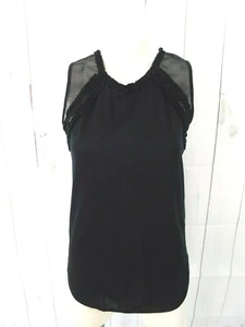 J.Crew einfarbig schwarz Rüschenbesatz transparente Schulter ärmellos Strick Top-Größe Small - Bild 1 von 4