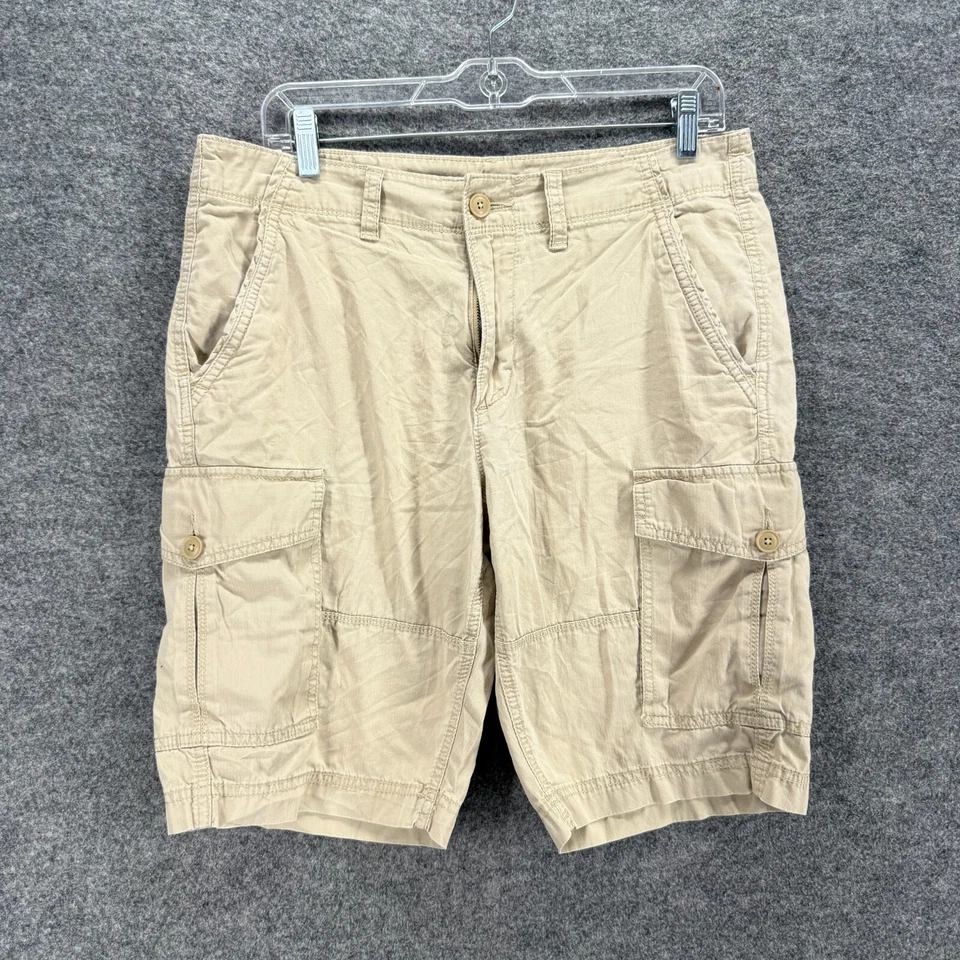 Pantalones Cortos Sonoma Cargo Hombres 33 Beige Tiro Medio Frontal Plano Algodón Bolsillos Ajuste Regular Foto 1 de 4