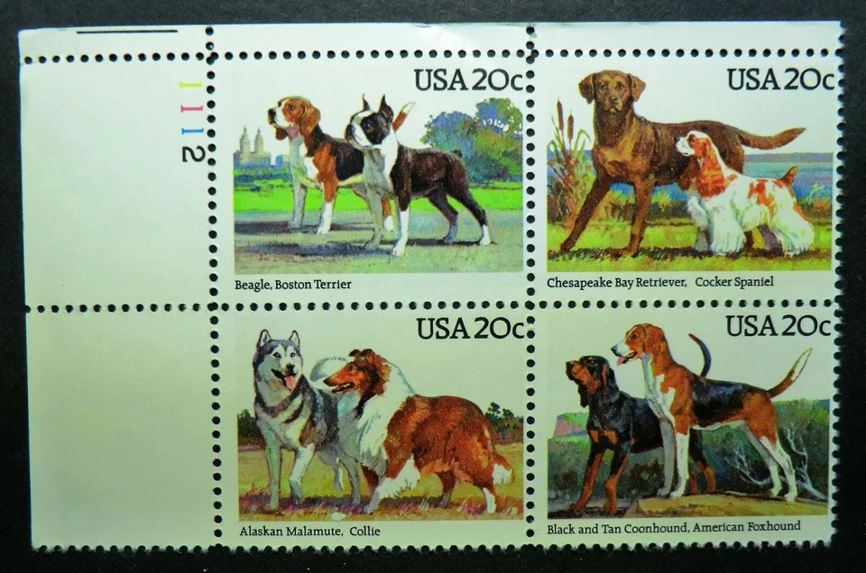 2098 - 2101 MNH 1984 20c Dogs American Kennel Club popular dog breeds collie pup - Image 1 of 1