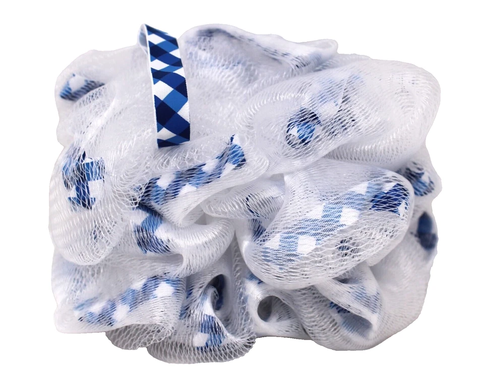 Bath & Body Works Gingham синий душ губка Loofah пуф мягкий ремень совершенно новый - Изображение 1 из 1