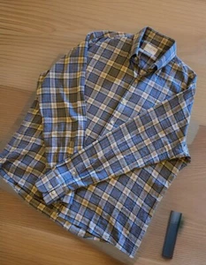 LEDBURY Blue Plaid Tailored Fit Spread Collar Dress Shirt Size 17 - Picture 1 of 9