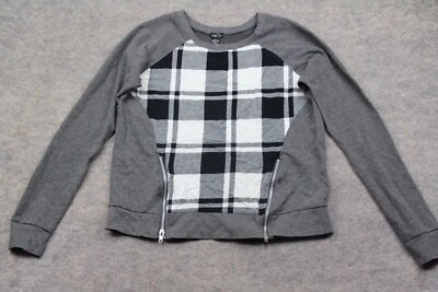 Rue21 卫衣 L 码灰色格子拉链套衫哥特式 — 第 1/4 张图片