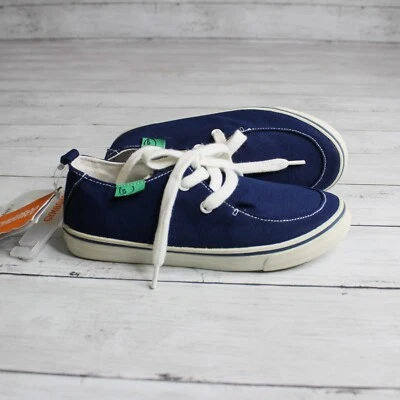 Tênis de lona Gymboree masculino tamanho 1 juvenil com cadarço azul marinho cadarços brancos - Imagem 1 de 4