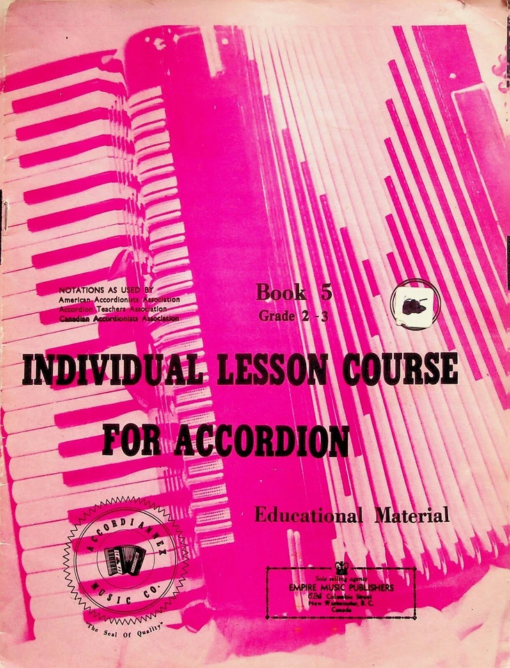 Accordion Individual Lesson Course Book 5 Sheet Music Lesson Song Book - Image 1 of 4