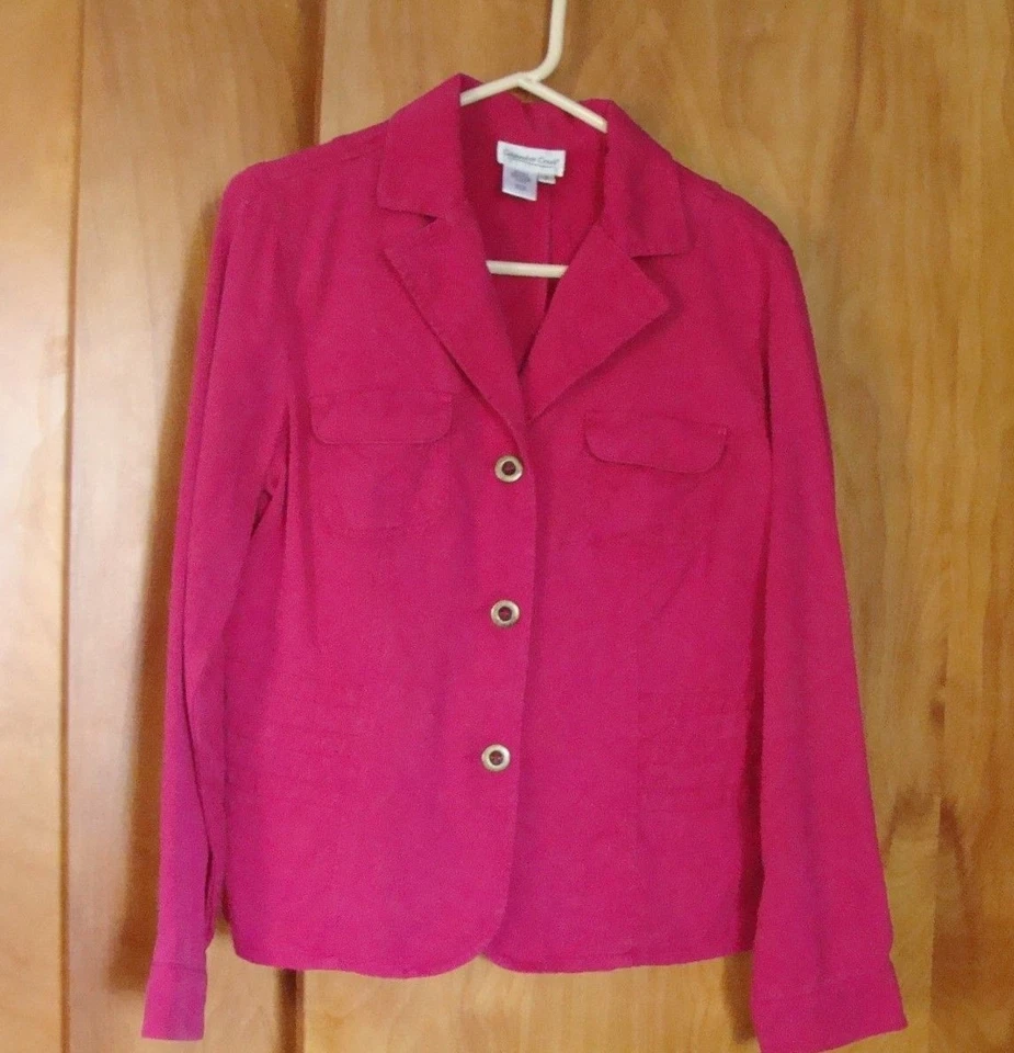 Blazer COLDWATER CREEK 3 Botones Magenta Denim Suave Talla S Carrera Informal Foto 1 de 3
