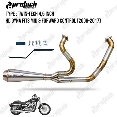 Silenciador de tubo de cabezal de escape 2-1 HD para Harley Davidson Dyna Street Bob 2 en 1 Foto 1 de 3