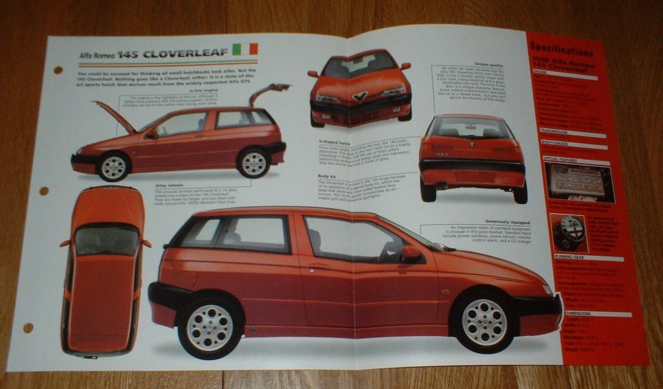 1998 ALFA ROMEO 145 CLOVERLEAF ORIGINAL IMP BROCHURE SPECS INFO 98★★ - Image 1 of 1