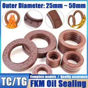 Metric Oil Shaft Rotary Seal TC / TG Dual Lip Spring FKM Sealing Ring 25mm~50mm - Picture 1 of 262