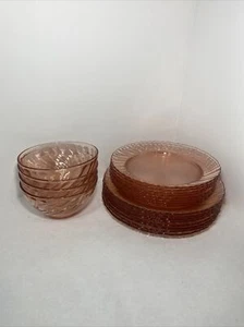 Arcoroc Pink Rosaline Swirl Bowls Salad Plates Dinner Plates France, set of 20 - Picture 1 of 5