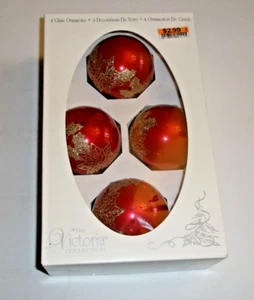 Victoria Collection Christmas Ornaments Red Silver Glitter Poinsettia Rauch - Picture 1 of 5