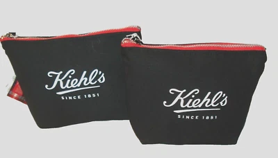 2 x Kiehl's  ~ Black  Canvas Cosmetic Bag with Logo  Set of 2 - Image 1 of 4