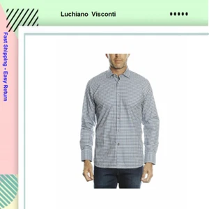 Luchiano Visconti Black, Blue and White Houndstooth Shirt Size M. - Picture 1 of 1