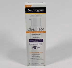 Neutrogena Clear Face Serum Sunscreen SPF 60+ w/ Green Tea 1.7 oz Exp 11/26+ - Picture 1 of 5