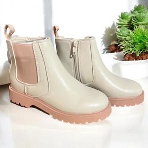 Botas Chelsea Wonder Nation para niñas pequeñas talla 13 imitación cuero suela hueso nuevas - Imagen 1 de 5