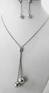 DESIGNER INSPIRIERT SILBER KUNSTPERLEN KLAR KRISTALL HALSKETTE OHRRINGE SCHMUCKSET - Bild 1 von 3