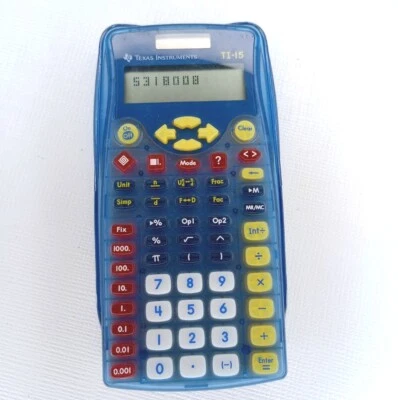 Texas Instruments TI-15 Blue Explorer Solar Scientific Calculator with Case - Image 1 of 4