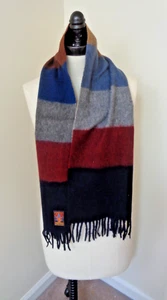 LORD & TAYLOR 100% CASHMERE COLOR BLOCK MENS SCARF W/FRINGE MADE IN W GERMANY - Picture 1 of 4