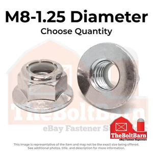 M8-1.25 A2-70 Stainless Nylon Insert Flange Nuts (Choose Qty) - Picture 1 of 7