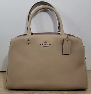 Coach Cross Grain Leather Lillie Carryall Taupe/Gold Satchel/Crossbody Bag 91493 - Picture 1 of 21