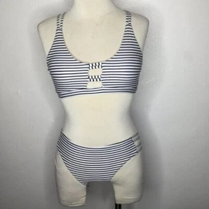 2-teiliger Badeanzug gestreift Größe M blau/weiß - Bild 1 von 8