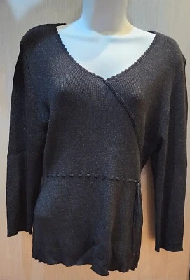 NUEVO Top Suéter Ajustado Style & Co Negro SEDA BL HILOS METÁLICOS ACOGEDOR LUJO XL Foto 1 de 2