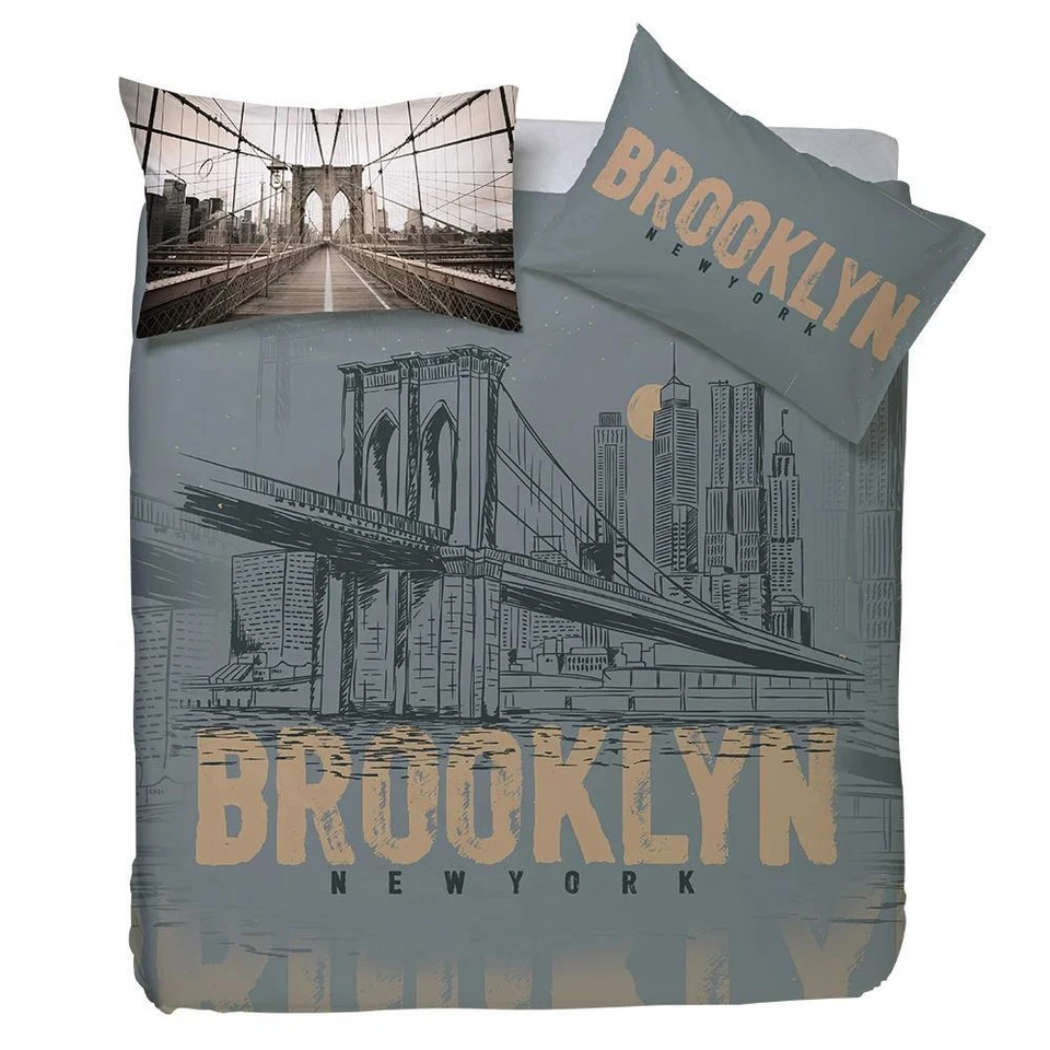 Copripiumino Happidea BROOKLIN 255x200 sacco+federe cotone 100% stampa digitale - Immagine 1 di 1