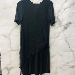 Túnica Hazel Mujer S Negra Manga Corta Muy Larga Ojales Dobladillo Asimétrico Nueva - Imagen 1 de 6