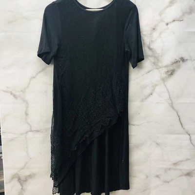 Túnica Hazel Mujer S Negra Manga Corta Muy Larga Ojales Dobladillo Asimétrico Nueva Foto 1 de 4