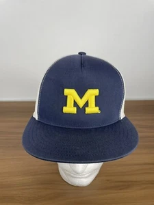 Vintage Michigan Wolverines Trucker Hat Snapback Embroidered White Blue NCAA - Picture 1 of 7