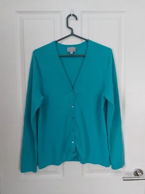 PURE COLLECTION 100% Cashmere Blue Cardigan Size 16 - Image 1 of 4