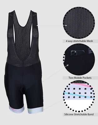 Mujeres Damas Ciclismo Babero Corto Gel Acolchado MTB Bicicleta Medias Pantalones Cortos Bicicleta Legging Foto 1 de 4