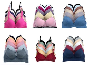 Sexy 6 pcs No Wire Full Cup Wireless Lace Plain Light Padded Wire Free Bra A/B/C - Picture 1 of 44