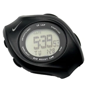 Vintage 90s Y2K Nike Swoosh Sport Watch Black New Battery Works Needs Band RARE - Picture 1 of 17