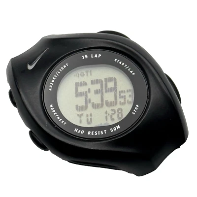 Reloj Deportivo Nike Swoosh Y2K De Colección Años 90 Negro Nueva Batería Funciona Necesita Banda RARO Foto 1 de 4