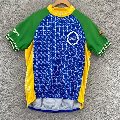 Primal 球衣男式大号蓝色多色块 ReCyclers 骑行短袖拉链 — 第 1/4 张图片