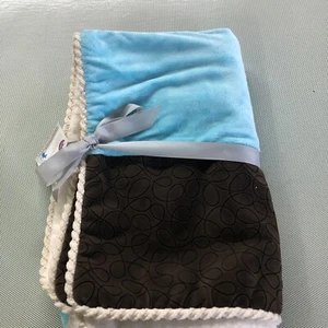 Baby Blanket Brown, Blue Cream Sherpa Parents Choice - Picture 1 of 3