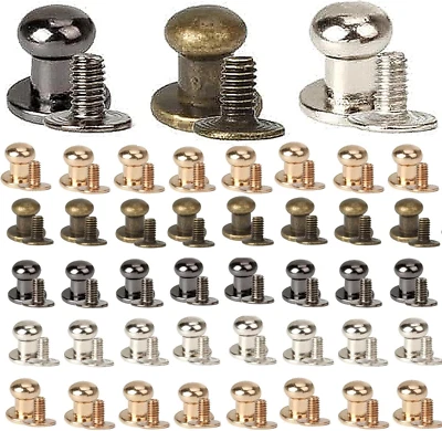 100 Pezzi Rivetti per Cuoio, Rivetti a Vite, Bottoni a Pressione, Borchie per Bo - Immagine 1 di 4