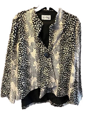 Joseph Ribkoff 163772 Animal Print Faux Fur Sequin Asymmetrical Jacket US 16 - Image 1 of 4