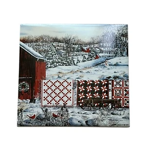 Bergquist Azulejo Remache Pájaro Cardenal Navidad Invierno Edredones Diane Phalen De Colección - Imagen 1 de 7
