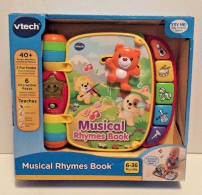 VTech Musical Rhymes Book 6 to 36 Months Read & Learn Fun Interactive Toy New!! - Image 1 of 4