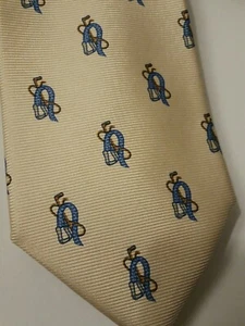 Ermenegildo Zegna Beige Tie Silk New blue and brown stirrup accents - Picture 1 of 8