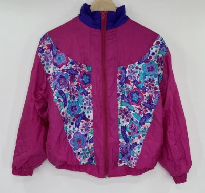 Chaqueta cortavientos retro con cremallera magenta Ryson Girl’s 80’s 90’s talla L 14/16 Foto 1 de 4